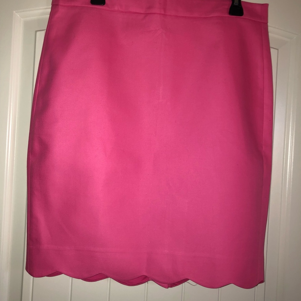 J.Crew. Scallop Pink twill skirt size 10.